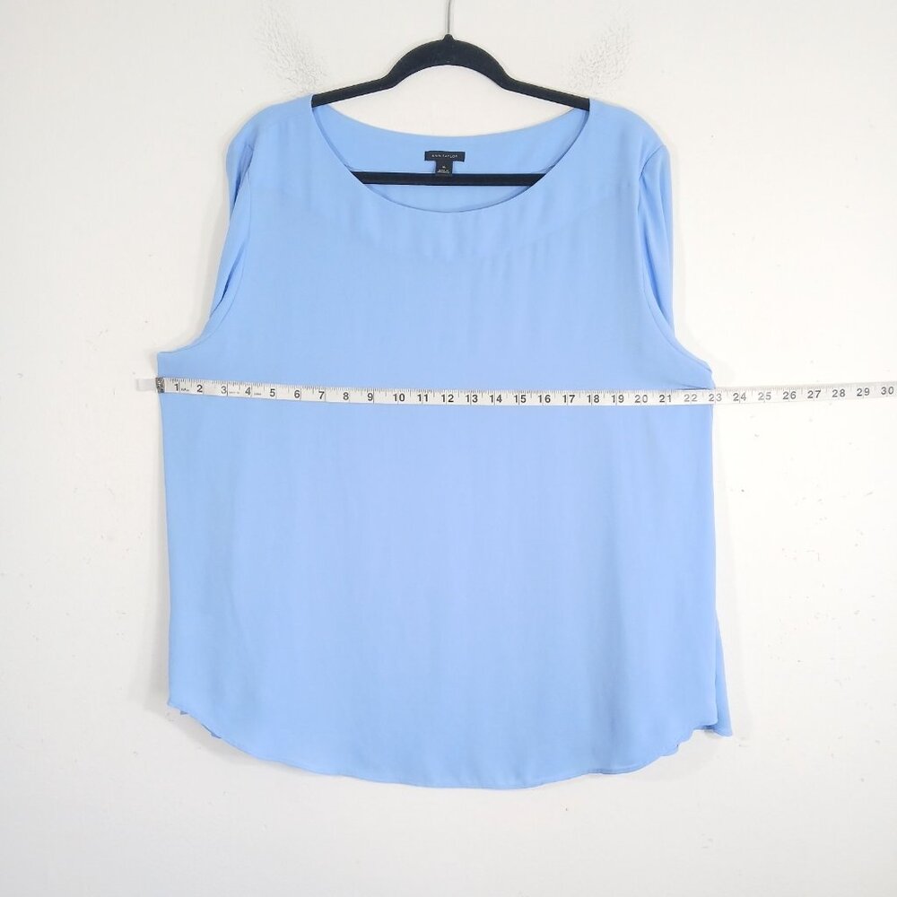 Ann Taylor Blouse XL Blue Long Bell Sleeves Chiffon Lightweight Top - Picture 4 of 8
